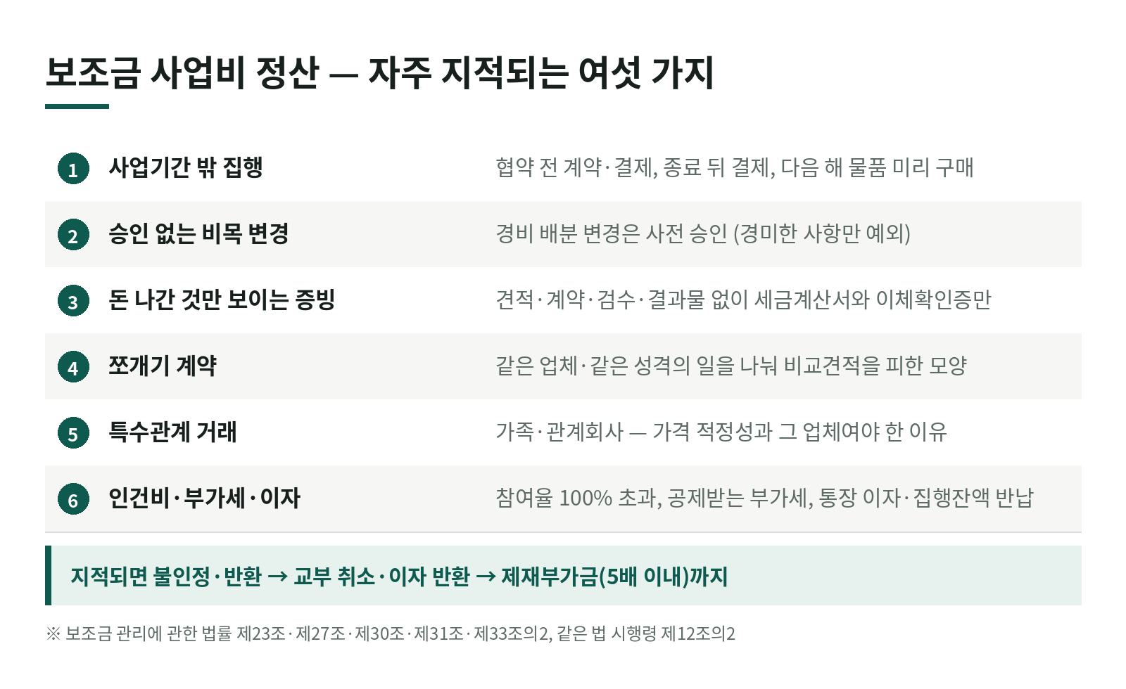 보조금 사업비 정산, 어떤 집행이 자주 지적될까? 한눈에 보기